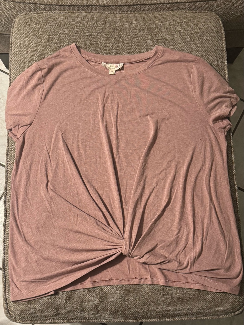 Pink Republic Twist-Front Short Sleeve Top - Dusty Rose Size XXL Junior Girls
